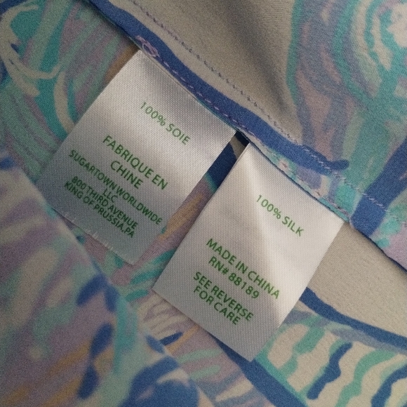 Lilly Pulitzer Elsa Silk Top Light Lilac Verbena Aboat Time XL - Picture 4 of 6